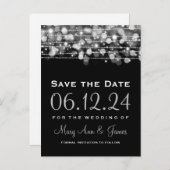 Elegantes Save the Date Party Glitzern Silver Ankündigungspostkarte (Vorne/Hinten)