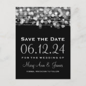 Elegantes Save the Date Party Glitzern Silver Ankündigungspostkarte (Vorderseite)
