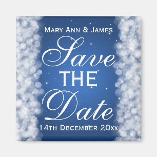 Elegantes Save the Date Party-Schein-Blau Magnet