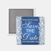 Elegantes Save the Date Party Sparkle Blue Magnet (Vorderseite/Rückseite)