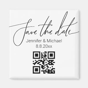 Elegantes Save the Date, qr minimalistische Hochze Magnet