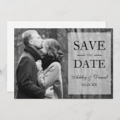 Elegantes Save the Date Schwarzweiß-Foto überlager (Vorne/Hinten)