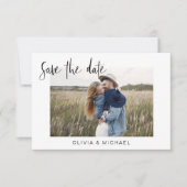 Elegantes Save the Date Script Foto Minimalistisch (Vorderseite)