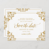 Elegantes Save the Date Vintages Gold Ankündigungspostkarte (Vorne/Hinten)