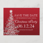 Elegantes Save the Date Weihnachts-Party Rot Ankündigungspostkarte (Vorderseite)