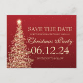 Elegantes Save the Date Weihnachts-Party Rot Ankündigungspostkarte (Vorderseite)