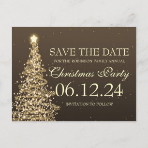 Elegantes Save the Date WeihnachtsParty Brown Ankündigungspostkarte