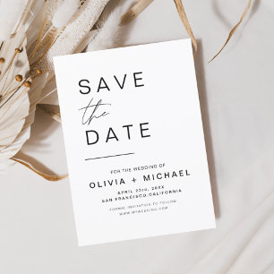 Elegantes Save-the-Date Weiß Schwarz Minimalistisc Save The Date