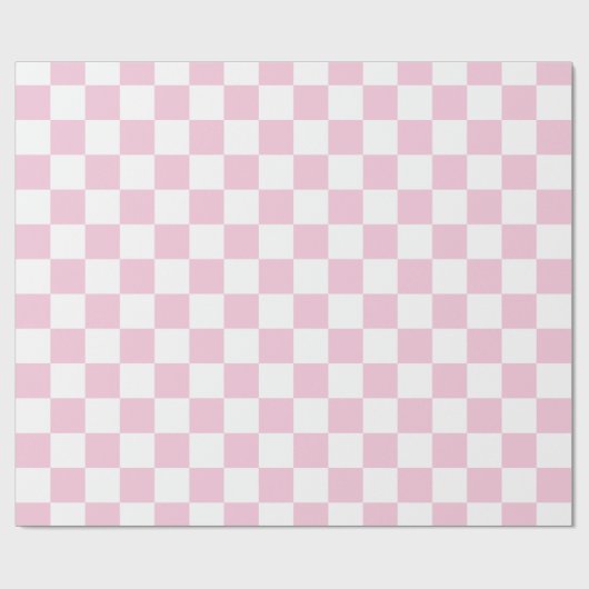 Elegantes Schachbrett in Weiß und Rosa Geschenkpapier (Flach)