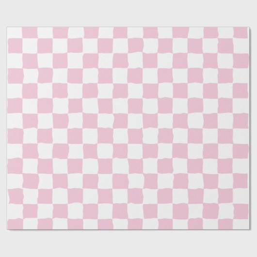 Elegantes Schachbrettbild in Weiß und Rosa Geschenkpapier (Flach)