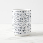 Elegantes schick blaues und weißes Foliage Monogra Kaffeetasse (Mittel)