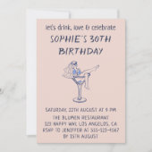 Elegantes Schick-Martini-Glas 30. Geburtstag Einladung (Vorderseite)