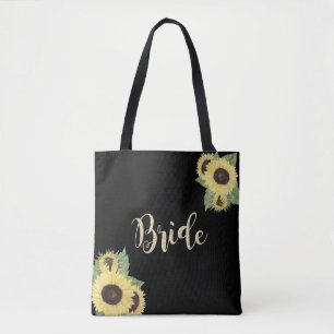 Elegantes schick Schwarz, Sonnenblumen, Braut Tasche