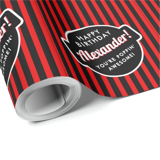 Elegantes, schick schwarz und rot gestreiftes Must Geschenkpapier (Rolleneckpunkt)