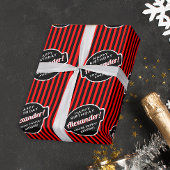 Elegantes, schick schwarz und rot gestreiftes Must Geschenkpapier