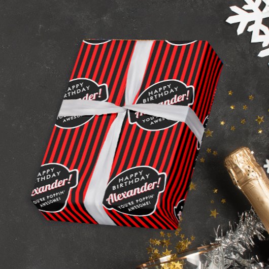 Elegantes, schick schwarz und rot gestreiftes Must Geschenkpapier