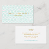 Elegantes, schick weißes und türkisfarbenes Gitter Visitenkarte (Vorne/Hinten)