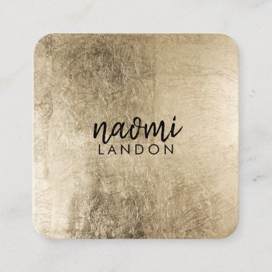 Elegantes schicke Gold, modernes, quadratisches Sc Quadratische Visitenkarte (Vorderseite)