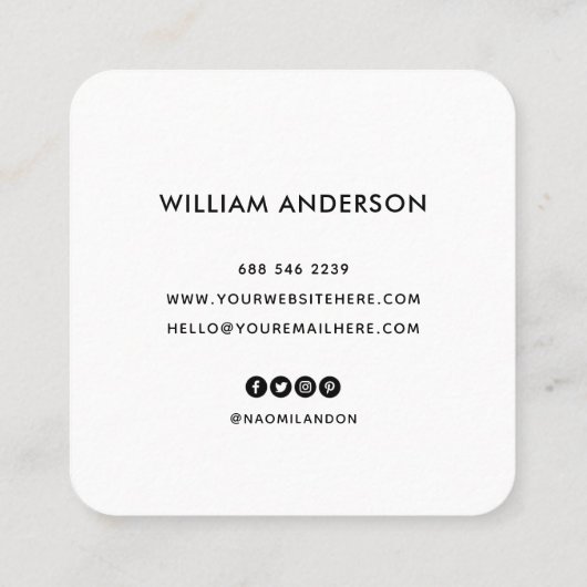 Elegantes schicke Gold, modernes, quadratisches Sc Quadratische Visitenkarte (Rückseite)