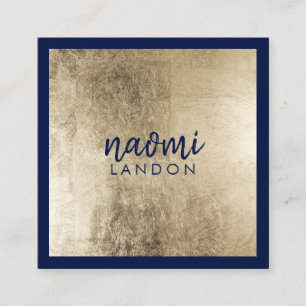 Elegantes schicke Gold und marineblau moderner Min Quadratische Visitenkarte