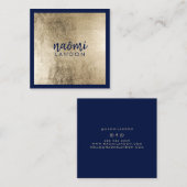Elegantes schicke Gold und marineblau moderner Min Quadratische Visitenkarte (Vorne/Hinten)