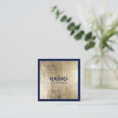 Elegantes schicke Gold und marineblau moderner Min Quadratische Visitenkarte (Stehend Vorderseite)