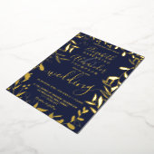 Elegantes schicke Hochzeitsgold mit blühendem Blau Folieneinladung (Gedreht)