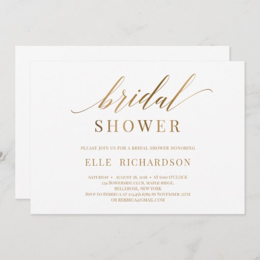 Elegantes schicke Imitate Goldkrustentiefung Braut Einladung (Vorne/Hinten)