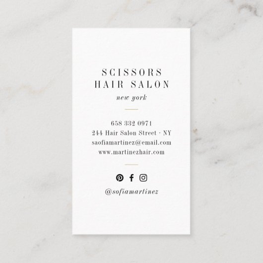 Elegantes, schicke Logo für die Stylistin der Gold Visitenkarte (Rückseite)