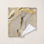 Elegantes schicke Paste graues Goldbad mit Marmorb Badhandtuch Set (Waschlappen)
