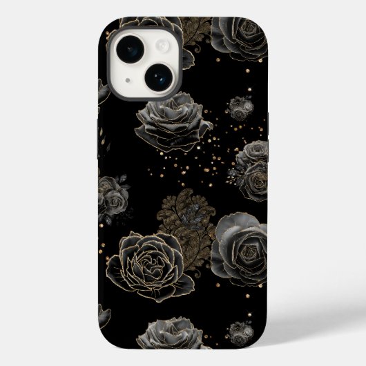 Elegantes, schicke Schwarz-Gold-Glitzer-Muster Case-Mate iPhone Hülle (Rückseite)