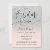 Elegantes, schicke Silber-Glitzer-Script-Brautpart Einladung (Vorderseite)