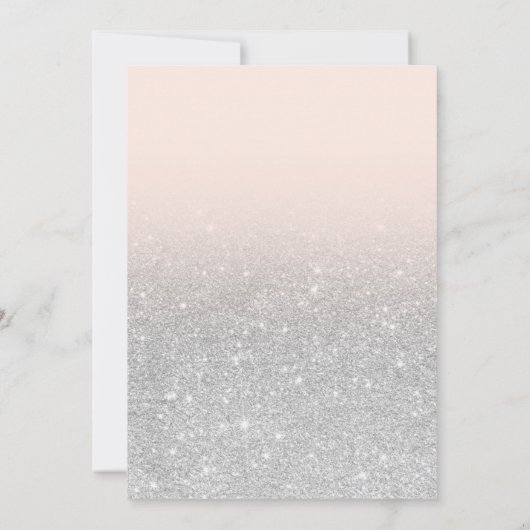 Elegantes, schicke Silber-Glitzer-Script-Brautpart Einladung (Rückseite)