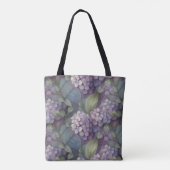 Elegantes, schicke, staubige lila Aquarellblumen F Tasche (Rückseite)