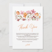 Elegantes schicke Wiesen-Wildblume-Brautparty Dankeskarte (Vorderseite)
