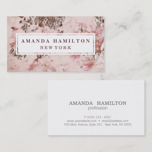 Elegantes, schicker Goldbarsch Rosa Marmor Rose Go Visitenkarte (Vorne/Hinten)