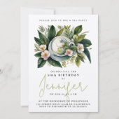 Elegantes schicker Tee Party Geburtstag Blumenstra Einladung (Vorderseite)