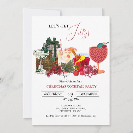 Elegantes & schicker Weihnachtscocktail Party Einladung (Vorderseite)
