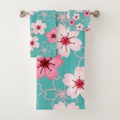 Elegantes schickes Blumenkirschblütenmuster Badhandtuch Set (Insitu)