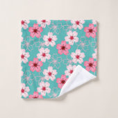 Elegantes schickes Blumenkirschblütenmuster Badhandtuch Set (Waschlappen)