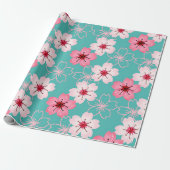 Elegantes schickes Blumenkirschblütenmuster Geschenkpapier (Ungerollt)