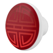 Elegantes schickes samtartiges rotes chinesisches keramikknauf (Rechts)