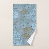 Elegantes Schieferblau Ethnisches Motiv Badhandtuch Set (Handtuch)