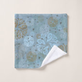 Elegantes Schieferblau Ethnisches Motiv Badhandtuch Set (Waschlappen)