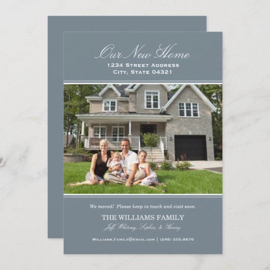 Elegantes Schiefergrau Unser neues Zuhause Foto Mo Ankündigung (Vorne/Hinten)
