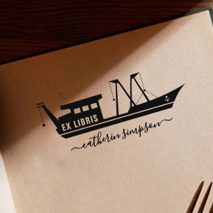 Elegantes Schiff benutzerdefiniertes Ex Libris Permastempel