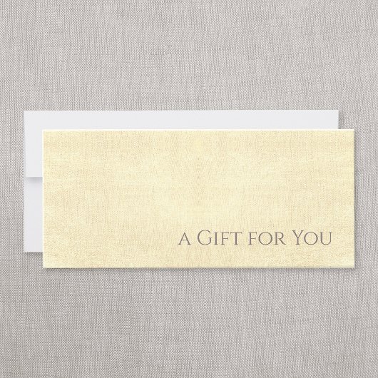 Elegantes, schimmery-gelbes Geschenkzertifikat