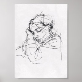 Elegantes Schlafweibliches Portrait - Premium Poster