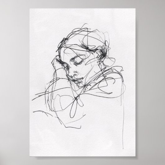 Elegantes Schlafweibliches Portrait - Premium Poster (Vorne)