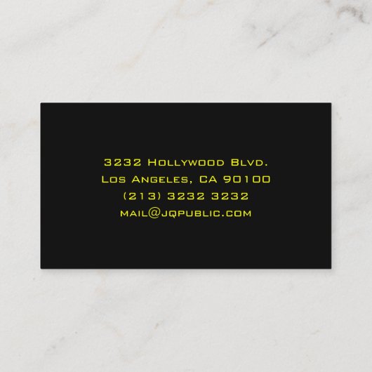 Elegantes Schlicht Black Visitenkarte (Rückseite)